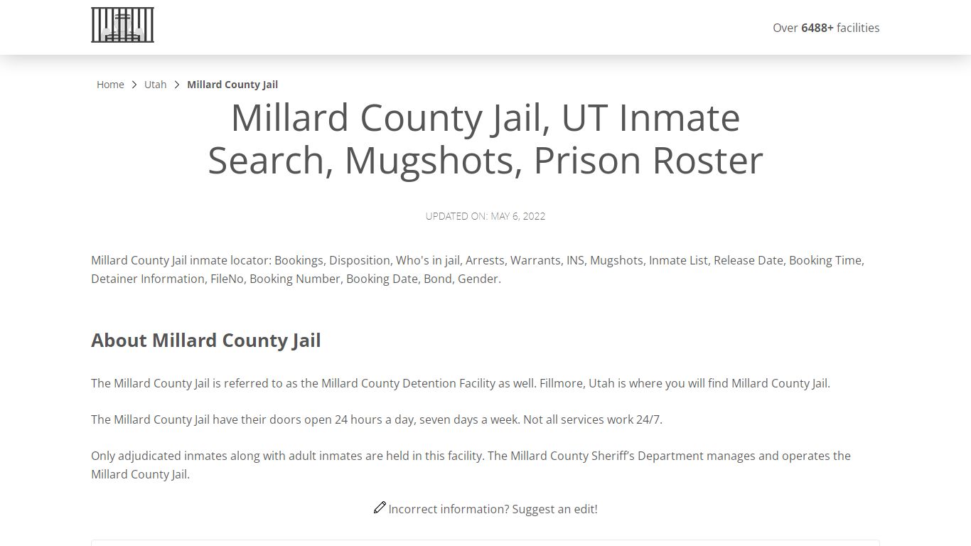 Millard County Jail, UT Inmate Search, Mugshots, Prison ...